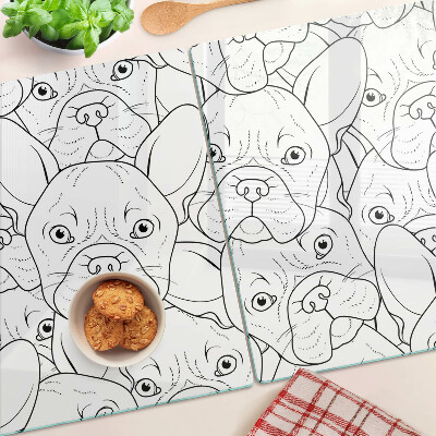 Schneidebrett Glas mit Motiv Französische Bulldoggen
