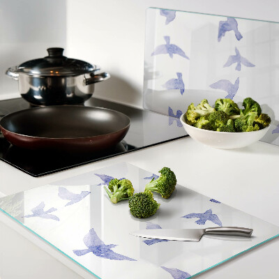 Glas schneidebrett Vögel in Blautönen