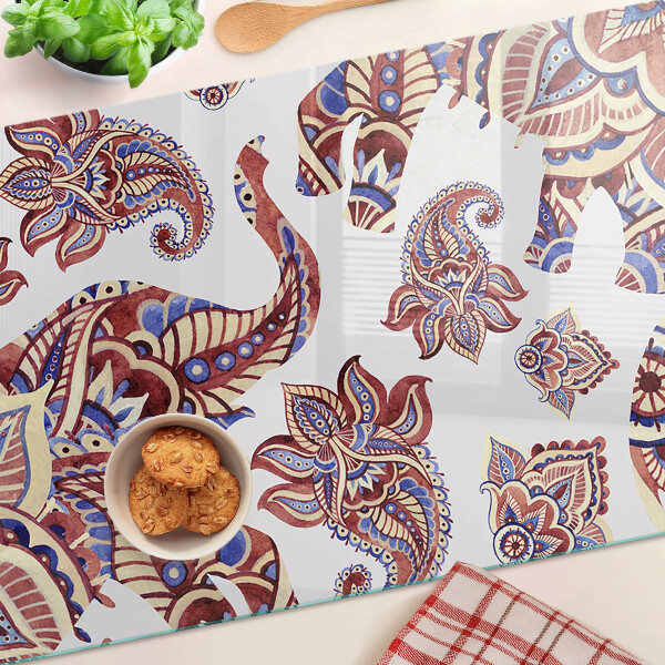 Glas schneidebrett Paisley-Motiv mit Blumen