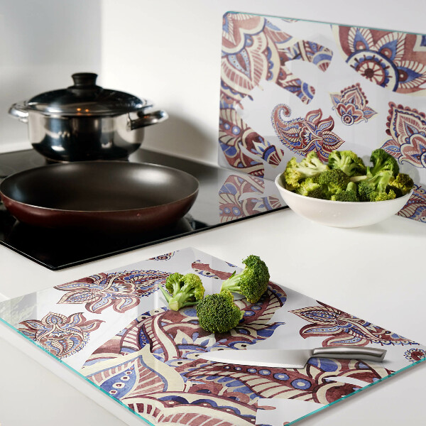Glas schneidebrett Paisley-Motiv mit Blumen