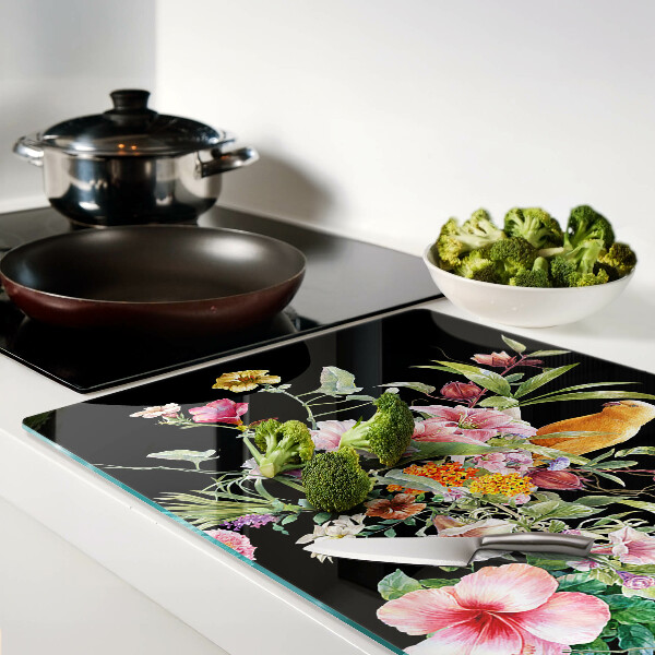 Schneidebrett Blumen und Vögel