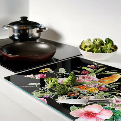 Schneidebrett Blumen und Vögel