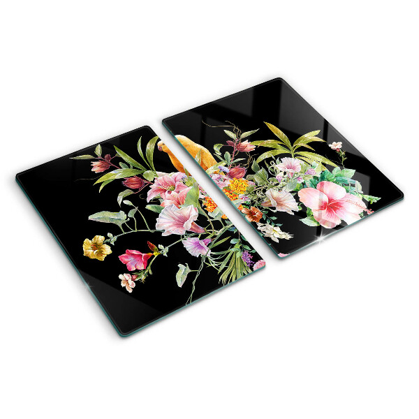 Schneidebrett Blumen und Vögel
