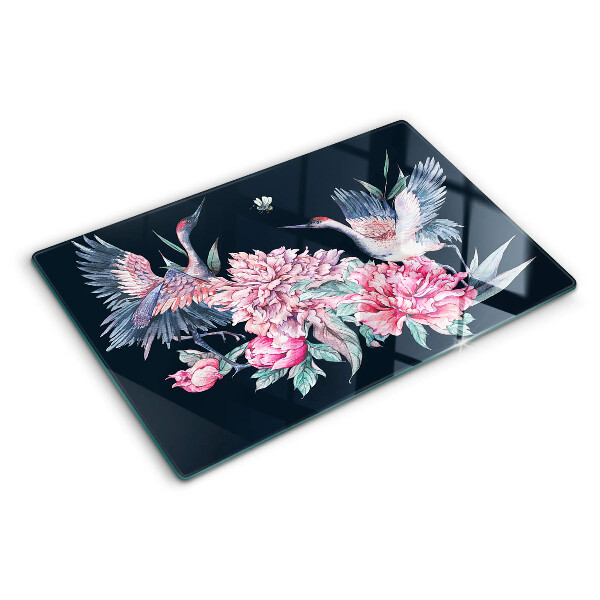 Schneidebrett glas Blumen und Vögel