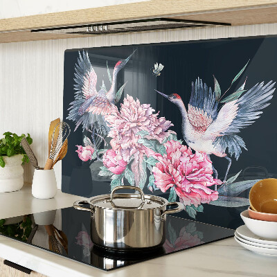 Schneidebrett glas Blumen und Vögel