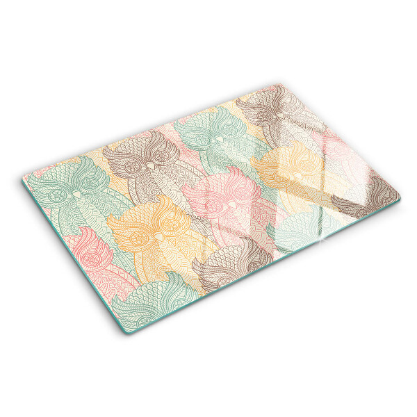 Schneidebrett mit Blumen- und Vogelmotiv