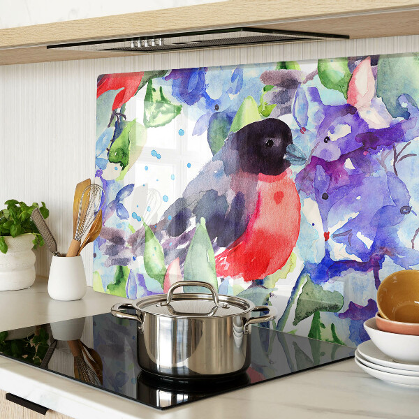 Glas schneidebrett Ein Vogel vor einem Blumenhintergrund