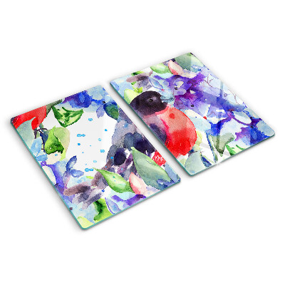 Glas schneidebrett Ein Vogel vor einem Blumenhintergrund