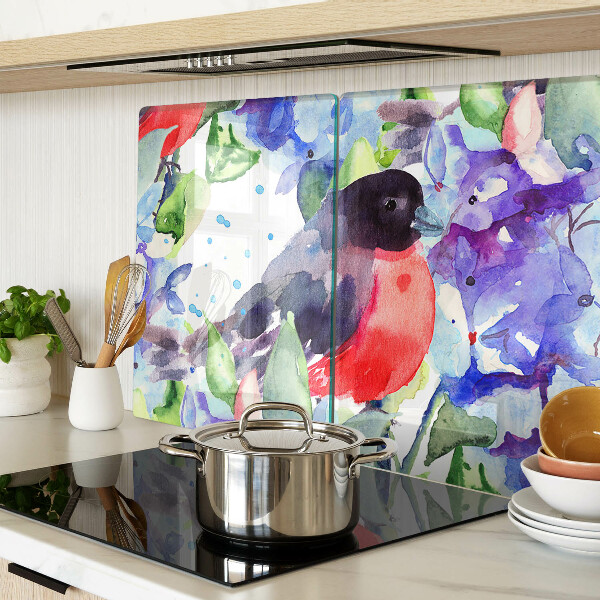 Glas schneidebrett Ein Vogel vor einem Blumenhintergrund