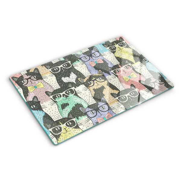 Schneidebrett Katzen mit Brille