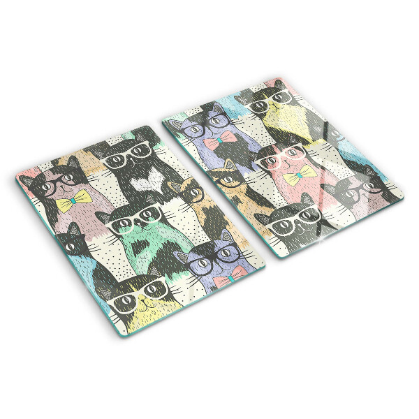 Schneidebrett Katzen mit Brille