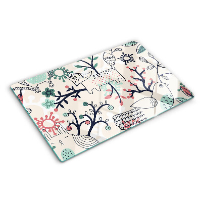 Schneidebrett glas Waldfauna- und Flora-Motiv