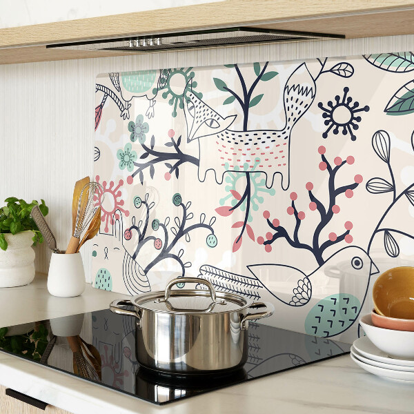 Schneidebrett glas Waldfauna- und Flora-Motiv