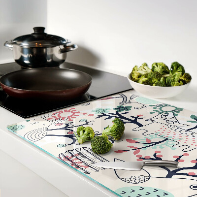 Schneidebrett glas Waldfauna- und Flora-Motiv