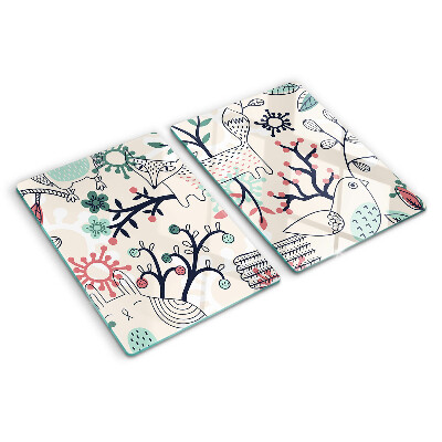 Schneidebrett glas Waldfauna- und Flora-Motiv