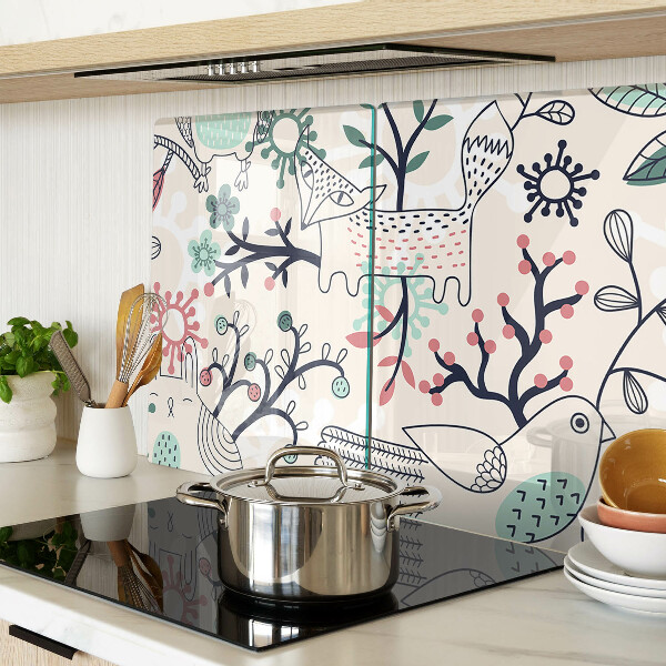 Schneidebrett glas Waldfauna- und Flora-Motiv