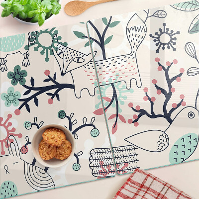 Schneidebrett glas Waldfauna- und Flora-Motiv
