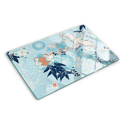 Glas schneidebrett Blumen und Vögel im orientalischen Stil