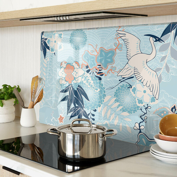 Glas schneidebrett Blumen und Vögel im orientalischen Stil