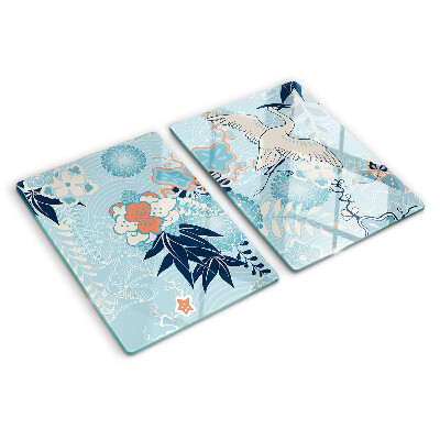 Glas schneidebrett Blumen und Vögel im orientalischen Stil