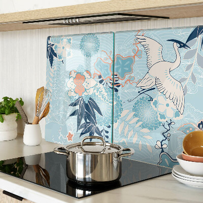 Glas schneidebrett Blumen und Vögel im orientalischen Stil