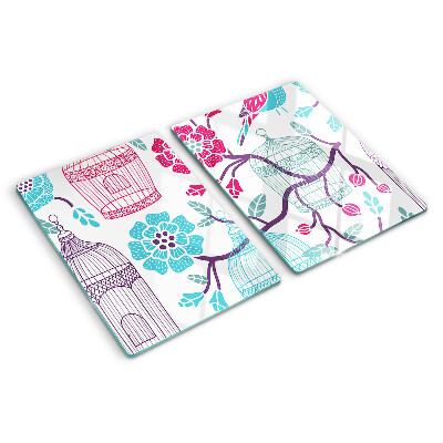 Schneidebrett mit Vogel- und Blumenmotiv