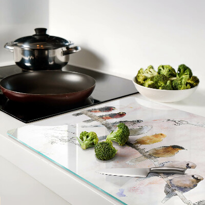 Schneidebrett Glas mit Motiv: Vögel auf einem Ast