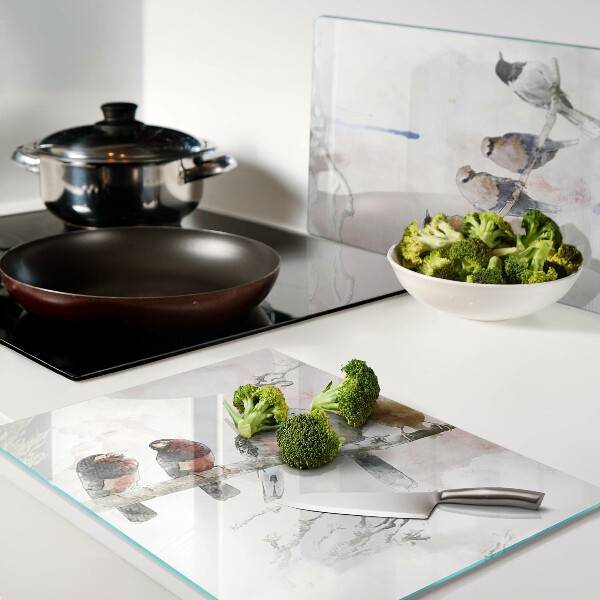 Schneidebrett glas Vögel auf einem Ast