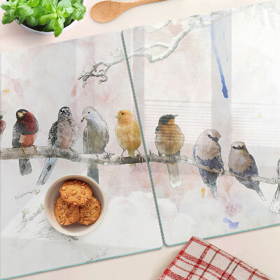 Schneidebrett Glas mit Motiv: Vögel auf einem Ast