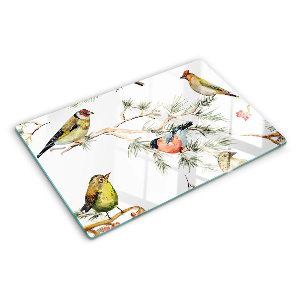 Schneidebrett glas Vögel auf fruchttragenden Zweigen