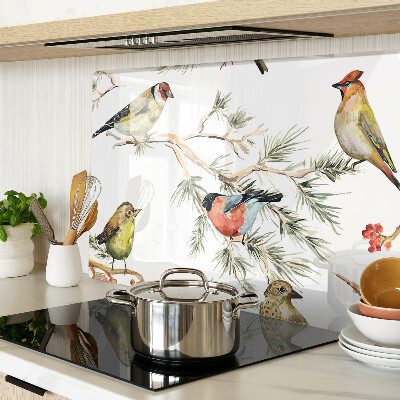 Schneidebrett glas Vögel auf fruchttragenden Zweigen