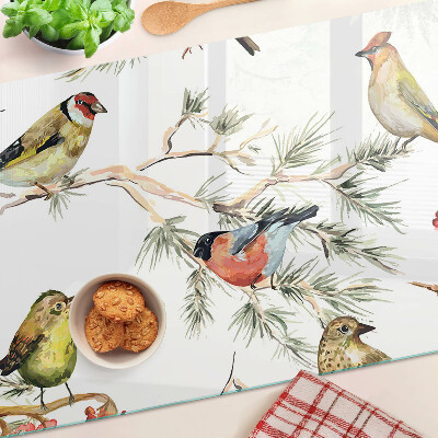 Schneidebrett glas Vögel auf fruchttragenden Zweigen