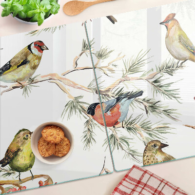 Schneidebrett glas Vögel auf fruchttragenden Zweigen