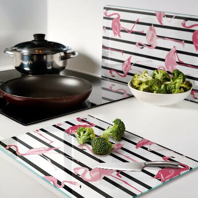 Glas schneidebrett Flamingos auf Streifen