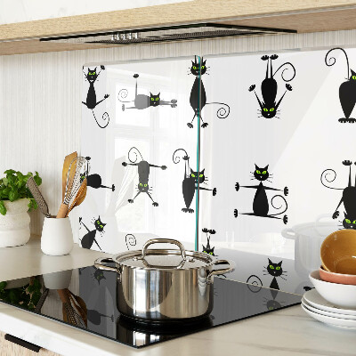 Schneidebrett Glas mit schwarzem Katzenmotiv und grünen Augen