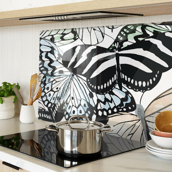 Schneidebrett Glas mit Schmetterlingsmotiv in verschiedenen Farben