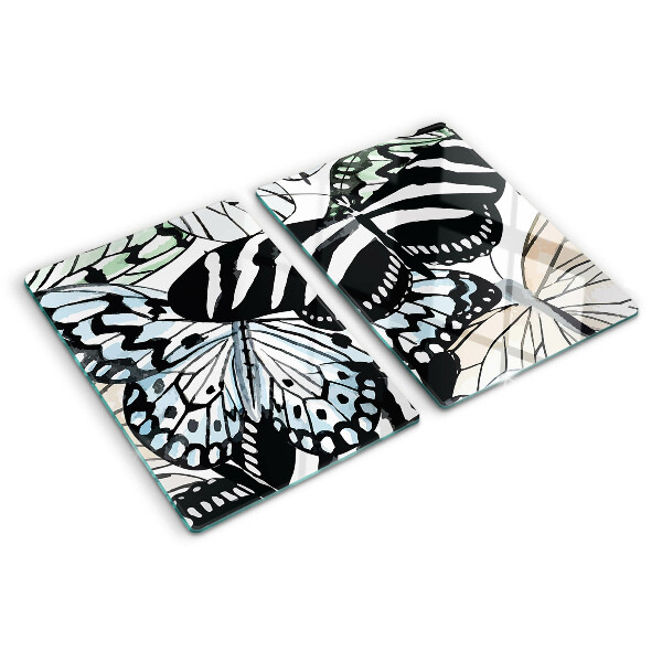 Schneidebrett Glas mit Schmetterlingsmotiv in verschiedenen Farben