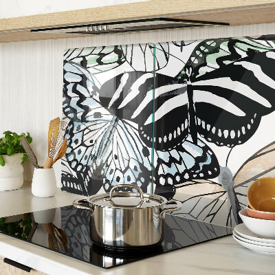 Schneidebrett Glas mit Schmetterlingsmotiv in verschiedenen Farben