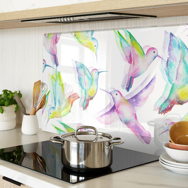 Schneidebrett glas Kolibris im Aquarellstil