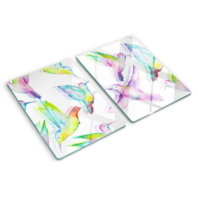 Schneidebrett glas Kolibris im Aquarellstil