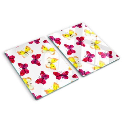 Schneidebrett mit Schmetterlingsmotiv in Frühlingsfarben