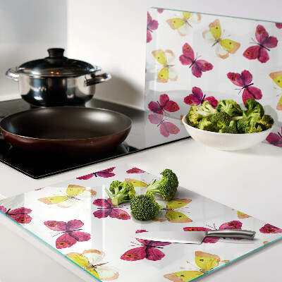 Schneidebrett Schmetterlingsmotiv in Frühlingsfarben