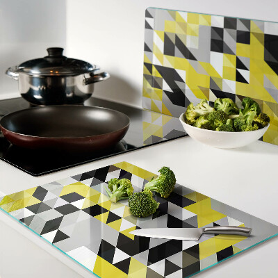 Glas schneidebrett Geometrie in Gelb- und Schwarztönen
