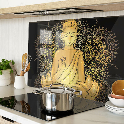 Schneidebrett mit Motiv einer Buddha-Figur in Meditationshaltung
