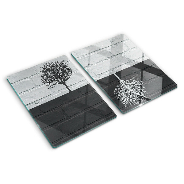 Schneidebrett glas Ein Baum vor einem Backsteinhintergrund