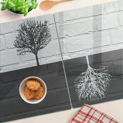 Schneidebrett glas Ein Baum vor einem Backsteinhintergrund