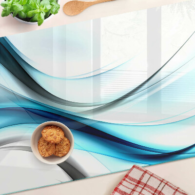 Schneidebrett glas Wellen in Blautönen