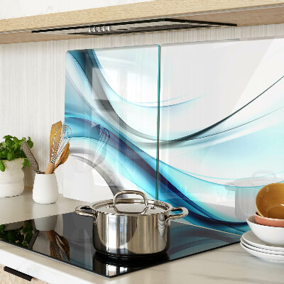 Schneidebrett Glas mit wellenförmigem Muster in Blautönen