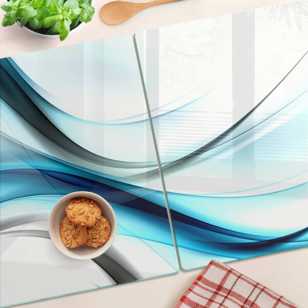 Schneidebrett glas Wellen in Blautönen