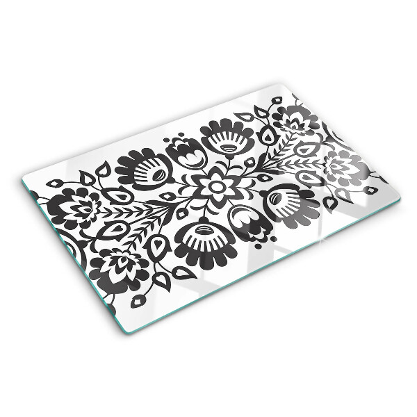 Schneidebrett glas Blumenmotiv im Volksstil